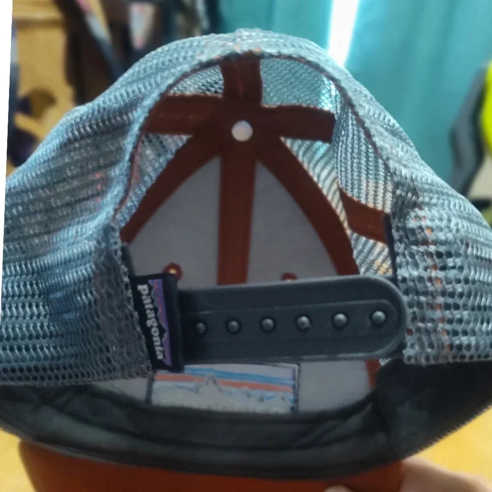 Patagonia Orange Trucker Hat Mesh Back Camping Dad Cap